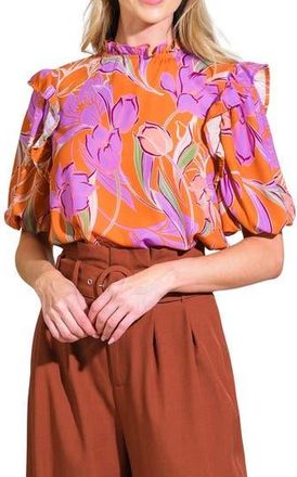 Flying Tomato Floral Print Top in Rust at Nordstrom Rack, Size Small