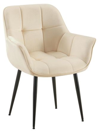 Clp Silla de comedor con reposabrazos en Terciopelo Crema