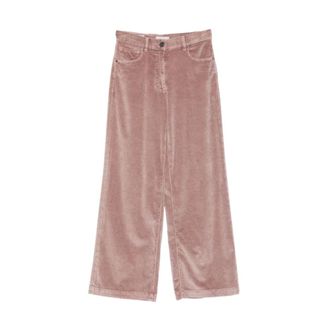 PESERICO Wide-leg corduroy broek - Dames - Broeken - Roze - Maat: M Corduroy