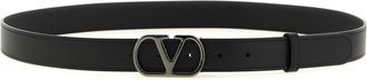 Valentino Garavani Black VLogo Singature Solid Belt