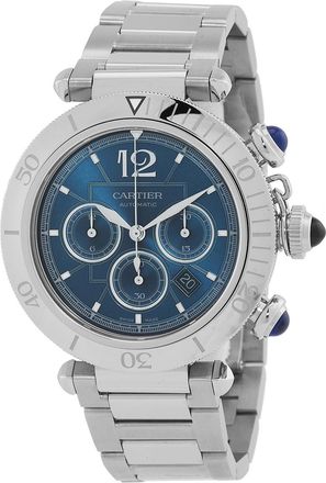 Cartier Pre-owned Cartier Pasha Chronograph Blue Dial Mens Watch WSPA0039