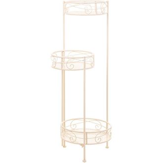 Wanderlust Deco Wanderlust Deco - Soporte Para 3 Macetas De Forja Blanco 30x25x90