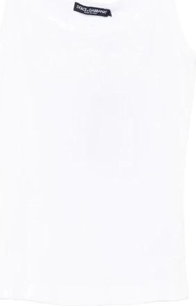 Dolce & Gabbana Logo Mouwloze Top - Dames - Tops zonder mouwen - Wit - L - Katoen - Tops