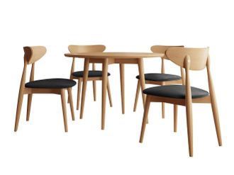 Mirjan24 Conjunto De Mesas Y Sillas Para Comedor Racine 124, Magic Velvet 2219 + Marr&oacute;n, 76x0x0cm, Di&aacute;metro: 100, N&uacute;mero De Asientos: 4, Estilo: Contemporary
