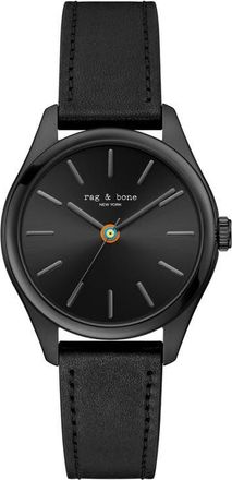 Rag & Bone Dean Leather Strap Watch, 38mm in Black at Nordstrom