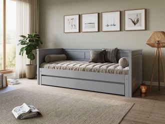 Flair Erika Solid Wood Guest Bed in Grey | Size: EU Single