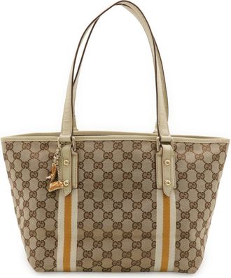 Gucci Gg Canvas Beige Ivory Khaki Mustard Gg Canvas Leather Shoulder Bag Tote Bag (Pre-Owned)