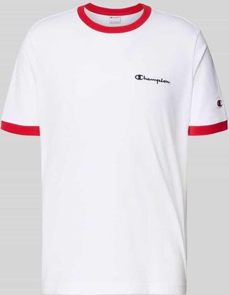 Champion T-Shirt mit Rundhalsausschnitt und Label-Stitchings in Weiss, Gr&ouml;&szlig;e XXL