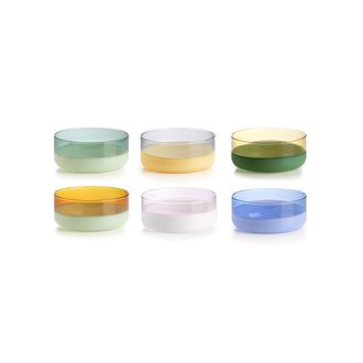 IVV unameta set of 6 borosilicate glass cups with bicolor milk effect assorted cl 46 cm h-5 diam 12 cm