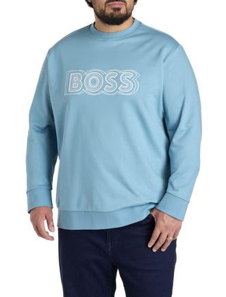 BOSS Big & Tall Soleri Crewneck Sweatshirt in Pastel Blue at Nordstrom, Size 2X Big