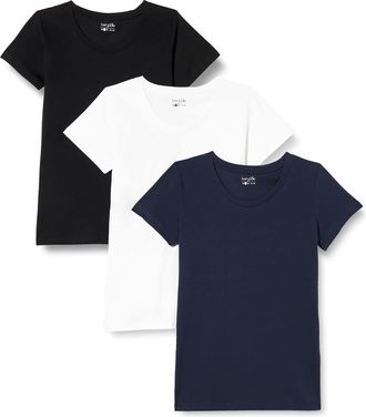 Berydale Damen BD157 T-Shirt, Schwarz/Dunkelblau/Weiß (3er Pack), XXL