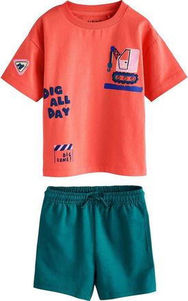 Next Kids Dig All Day Graphic T-Shirt & Drawstring Shorts Set in Orange at Nordstrom, Size 12-18M