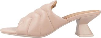 Geox Heeled Mules - Dames - Muiltjes - Beige - 38 EU - Leer - Schoenen