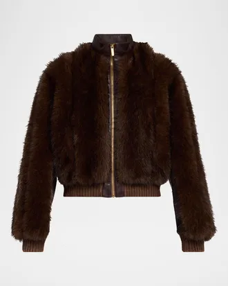 Zimmermann Valiant Faux Fur Bomber Jacket