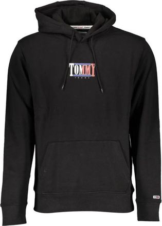 Tommy Hilfiger Zwarte Katoenen Hoodie met Logoprint - Heren - Hoodies - Zwart - 2XL - Katoen - Hoodies & sweatvesten