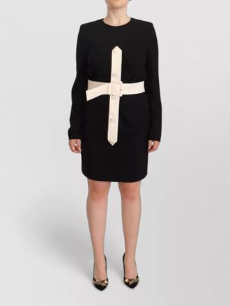 Givenchy wool long-sleeve belted mini sheath dress