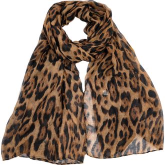 Generic GWAWG Leopard Print Scarf for Women, Lightweight Chiffon Silk Feel Rectangular Scarf, Soft Touch Fashion Accessory (Brown)