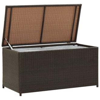 Berkfield Home Garden Storage Box Poly Rattan 100x50x50 cm Brown | Size: 100 x 50 x 50 cm
