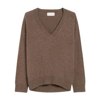 iBlues V-neck Knitwear, female, Brown, Size: L Gaff Sweater