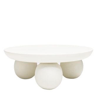 DRAWER Mesa baja de madera maciza &oslash;90cm - blanco