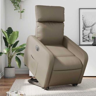 vidaXL Vidaxl - Sill&oacute;n Elevable El&eacute;ctrico Cuero Artificial Capuchino