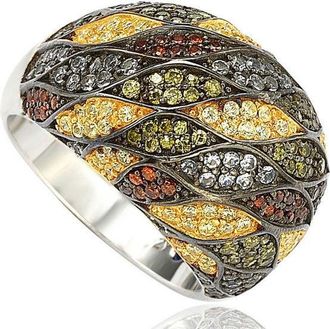Suzy Levian Sterling Silver Cubic Zirconia Multi-Color Pave Dome Ring