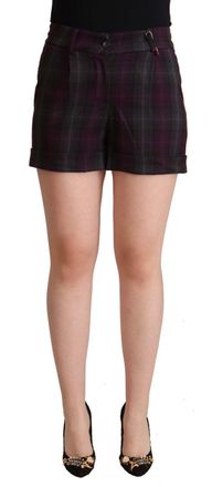 Bencivenga Checke Mid Waist Folded Hem Womens Shorts