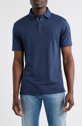 Robert Barakett Georgia Short Sleeve Pima Cotton Polo in Blue Night at Nordstrom, Size Xx-Large