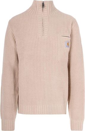 Carhartt Work in Progress Detroit Half Zip Sweater - Heren - Coltruien - Beige - L - Wol - Truien & Vesten