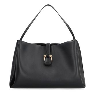 Ferragamo Shoulder Bags, female, Black, Size: ONE SIZE Softened Tote Bag
