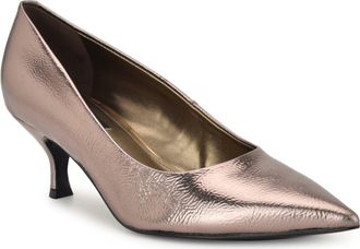 Nine West Sisko Pointed Toe Kitten Heel Pump in Bronze at Nordstrom, Size 7.5