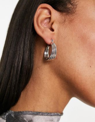 Asos 20mm hoop earrings with skinny textured design in silver tone