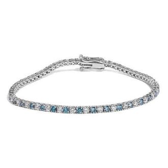 House of Brilliance 14K White Gold 4.0 Cttw White and Blue Lab Grown Diamond Tennis Bracelet at Nordstrom