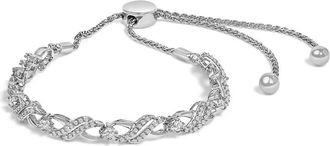 House of Brilliance 925 Sterling Silver 1/2 Cttw Diamond Weave and Station Bolo Bracelet