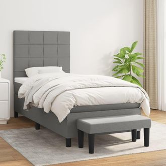 vidaXL Vidaxl - Cama Box Spring Con Colch&oacute;n Tela Gris Oscuro 90x190 Cm