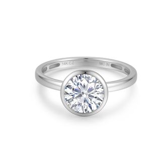 MAX + STONE Solid 10K Gold 3.5 Carat Cubic Zirconia Round 8MM Bezel Engagement Ring