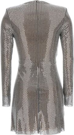 Self Portrait Draped Mesh Mini Dress - Gray