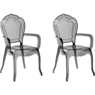 Beliani Set di 2 Sedie da Pranzo Moderne in Plastica Nera Trasparente Vermont II