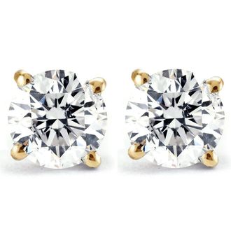 Pompeii3 Tiny 1/4Ct Round Diamond Small Stud Earrings in 14K White or Yellow Gold Classic Setting