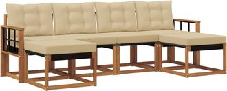 vidaXL Conjunto De Sof&aacute;s De Exterior 6 Uds. Natural Y Beige Vidaxl