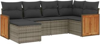 vidaXL Vidaxl - Set De Muebles De Jard&iacute;n 6 Pzas Y Cojines Rat&aacute;n Sint&eacute;tico Gris