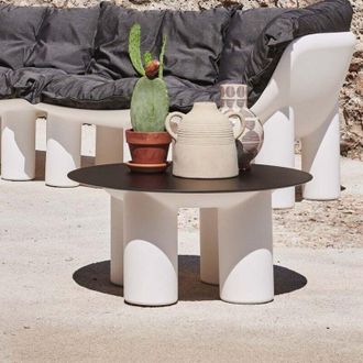 Plust Mesa Baja Redonda Para Exterior Jard&iacute;n Terraza Dise&ntilde;o Atene T1 - Beige