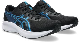 Asics Laufschuh ASICS PATRIOT 14, Herren, Gr. 42,5, schwarz, aegean blau, Synthetik, Schuhe Laufschuh, atmungsaktives Mesh-Obermaterial, Energiegeladene Mit