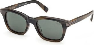 Ermenegildo Zegna 55R Zonnebril - Heren - Zonnebrillen - Zwart - 52 MM - Accessoires