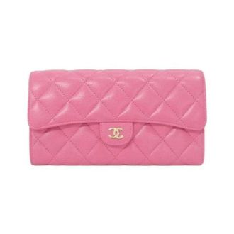 Chanel Pre-owned Wallets, female, Pink, Size: ONE SIZE Pre-owned Timeless Classic Caviar Skin Long Wallet