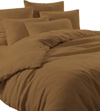 Haomy Housse de Couette Viti Lin Tabac, 260 x 240