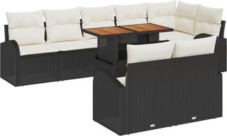 vidaXL Garden Sofa Set 9 pcs Black and cream 100 x 55 x 73 cm Vidaxl