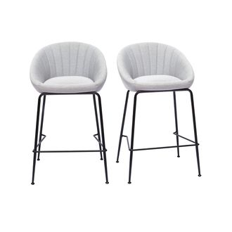 Miliboo Miliboo - Taburetes De Bar Tejido Gris Claro 65 Cm (lote De 2) Sheru