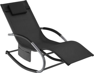 TecTake Tumbona de jard&iacute;n, ergon&oacute;mica, funci&oacute;n oscilante, negro