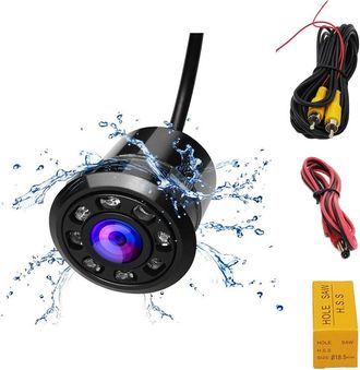 Trade Shop Trade Shop - Retrocamera Telecamera Retromarcia Angolo 170&deg; Con 8 Led Mini Color Mini